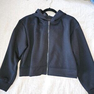 A New Day Medium Black Cropped Zip-Up Jacket | Minimalist Modern Sweatshirt